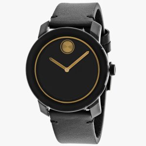 Movado Herren schwarzes Zifferblatt Armbanduhr