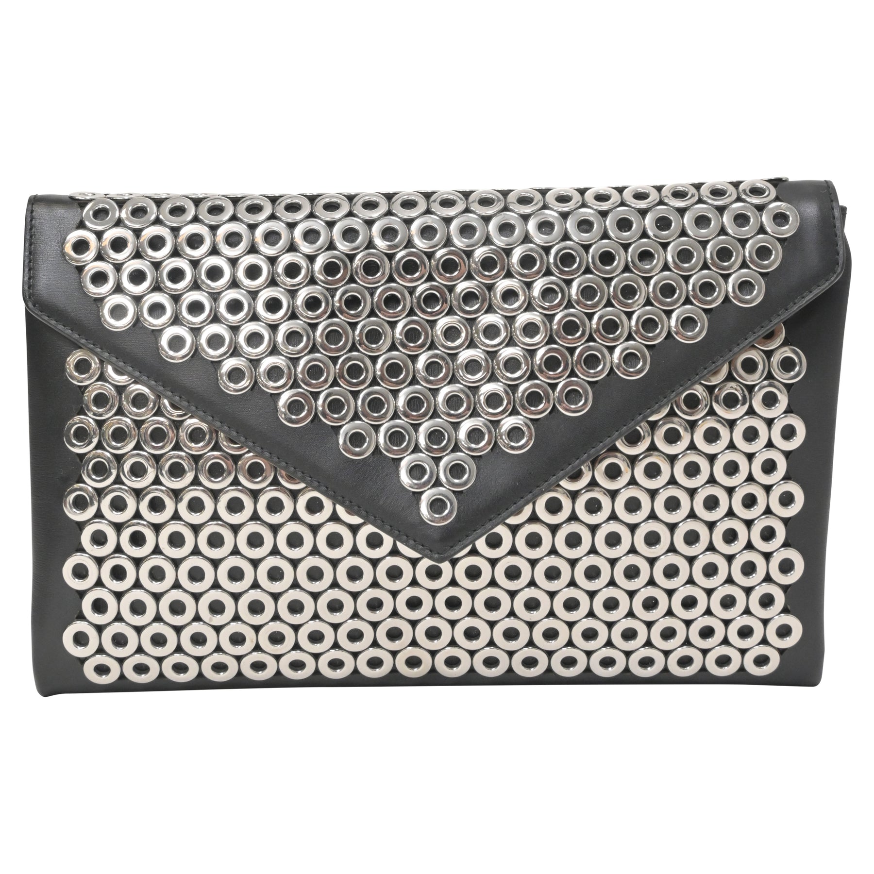 Alaïa Clutch mit Nieten aus schwarzem Leder