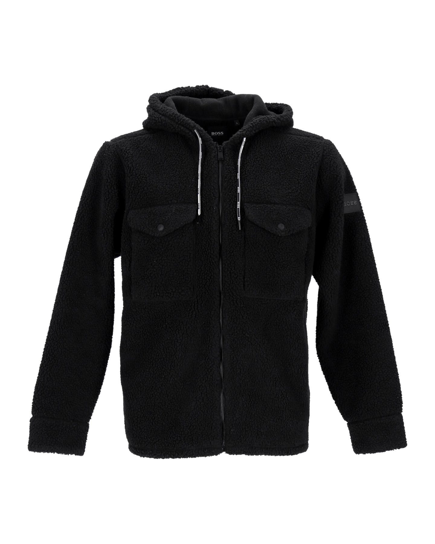 Boss Lovelo Teddy Kapuzenpullover aus schwarzem Polyester