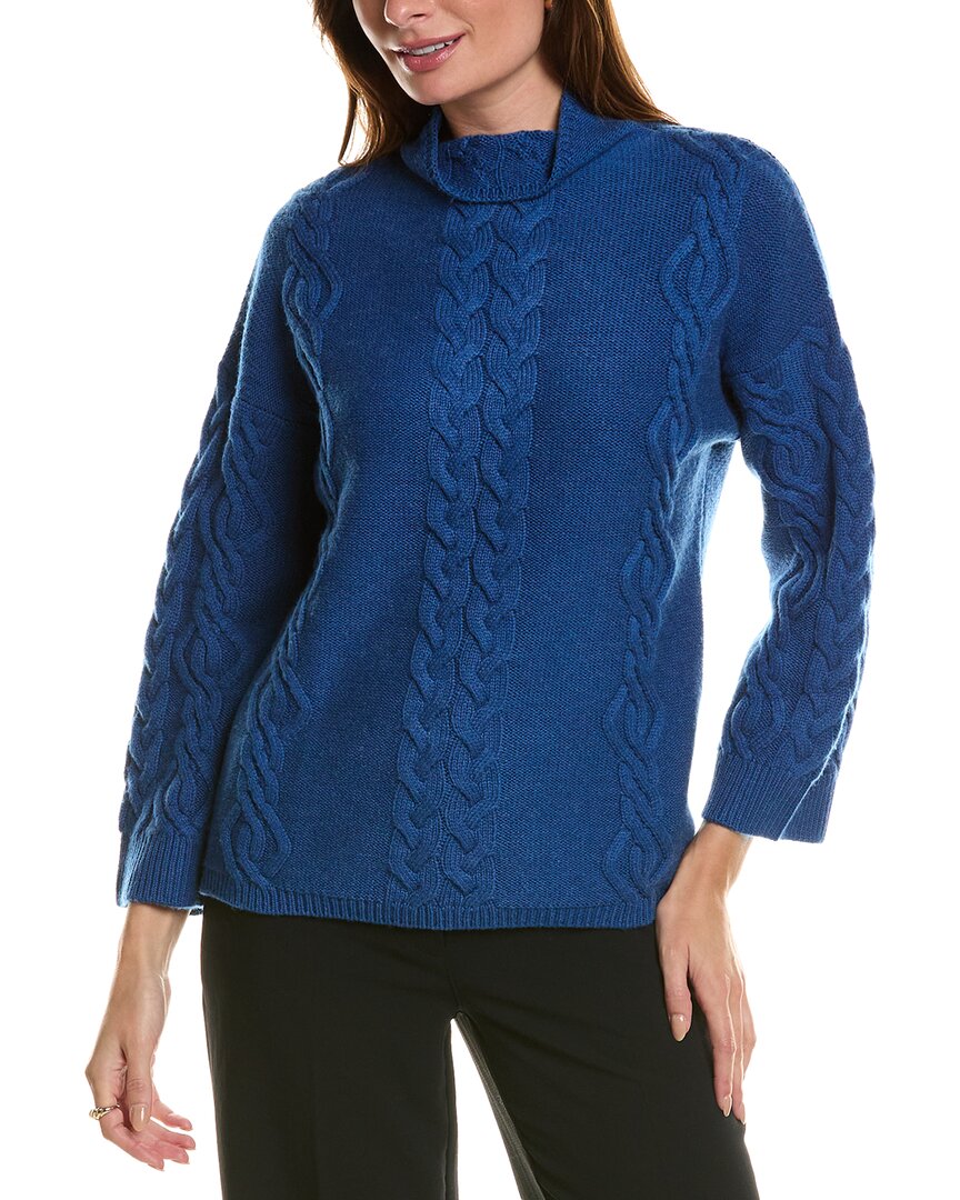 Forte Kaschmir platziert Kabel Trichter Hals Wolle & Kaschmir-Blend Pullover