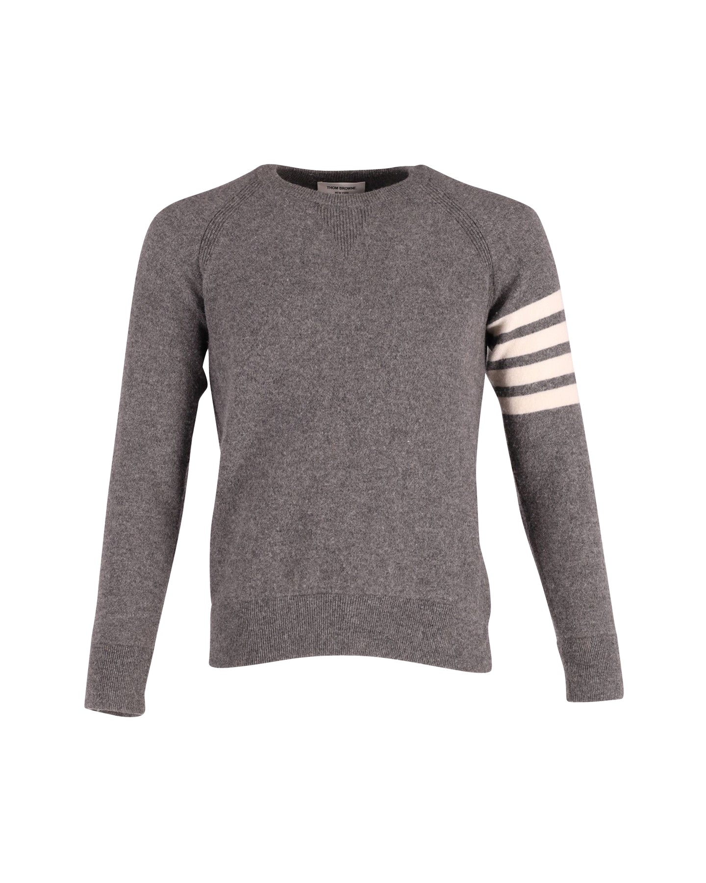 Thom Browne – Sweatshirt mit Rundhalsausschnitt aus grauem Kaschmir