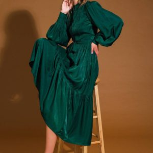ETHEREAL GRACE Gewebtes Midikleid