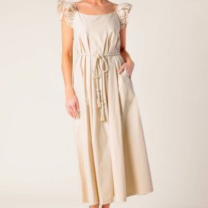 CHAMPAGNE TOAST TAUPE Gewebtes Midikleid
