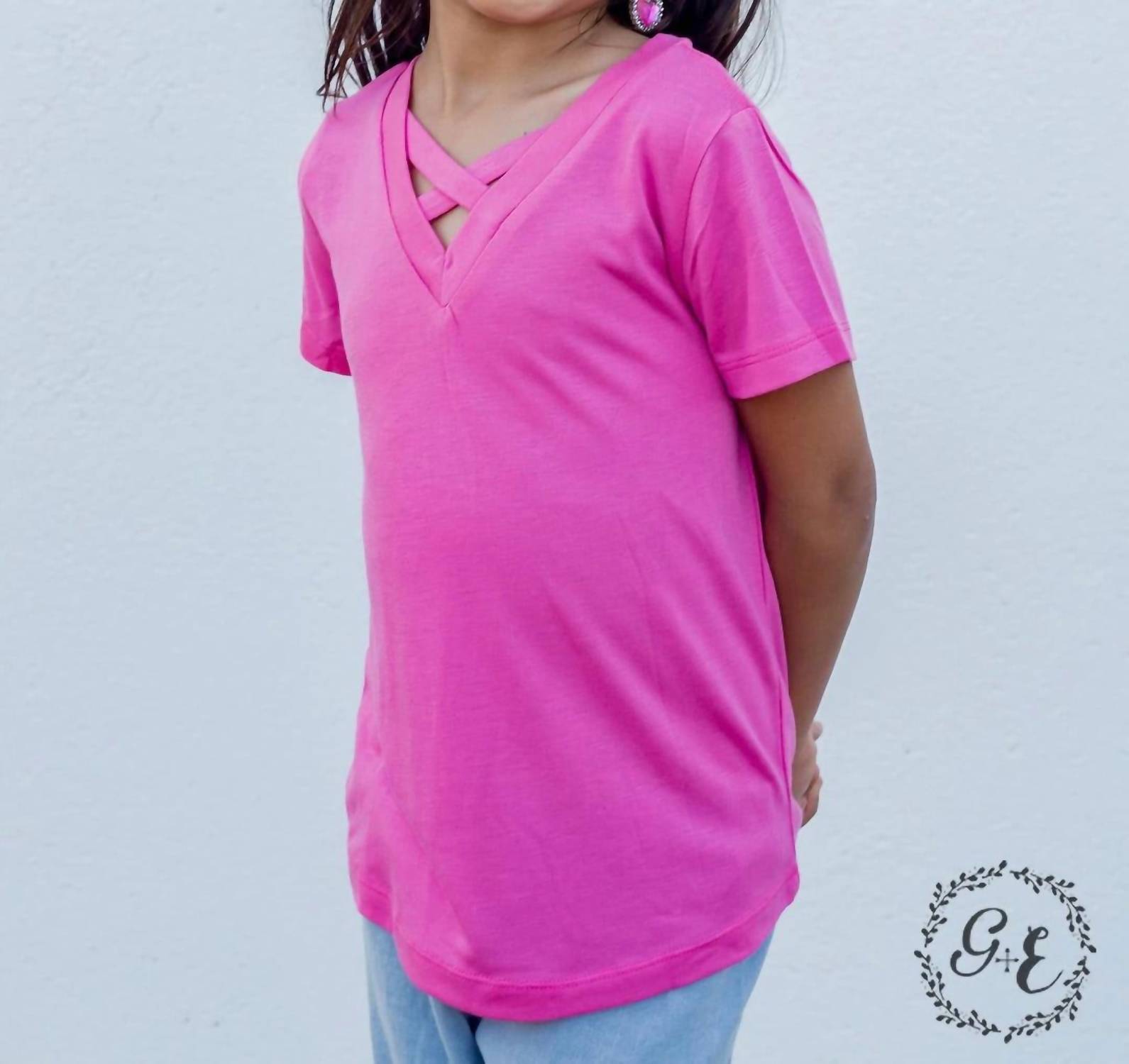 Mädchen Tangled V-Ausschnitt Basics Top in Rosa