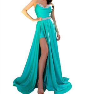 High-low formales Kleid in dunklem Turm