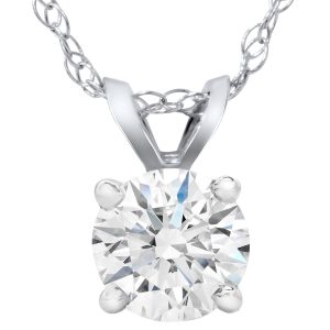 3/4ct Diamant Runde Solitaire Anhänger 14K Weißgold Lab gewachsen