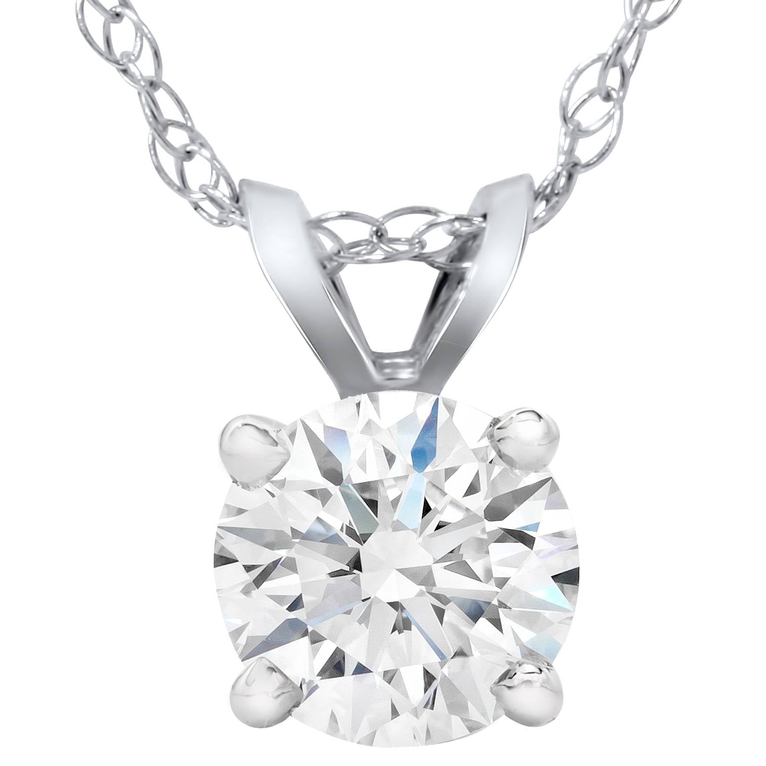 3/4ct Diamant Runde Solitaire Anhänger 14K Weißgold Lab gewachsen