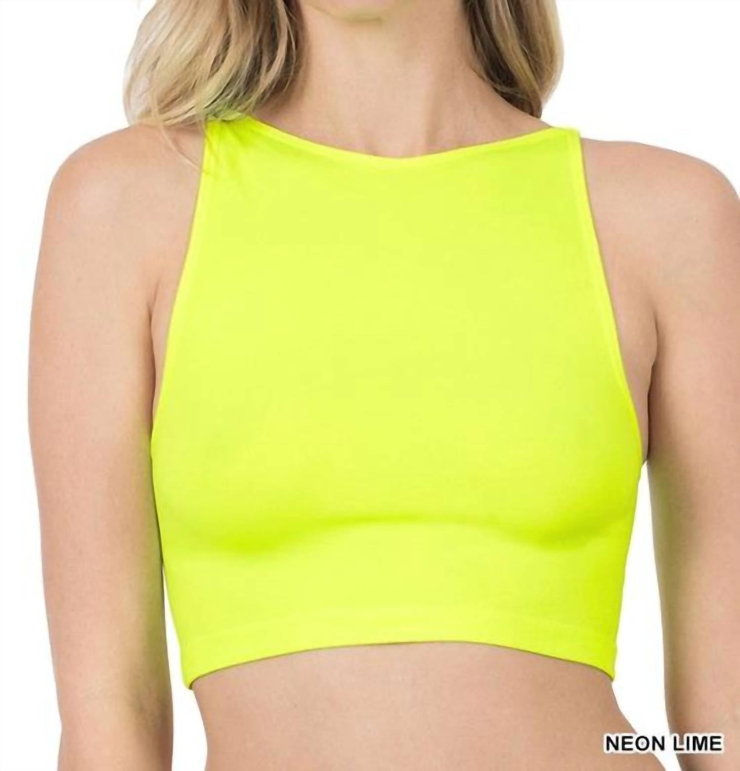 Nahtlose Crop Top Bralette in Neon Limette