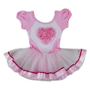 Ballettkleid für Mädchen, Rosa, Weiß, Perlen-Rosen-Herz, S (9–24 Monate)–XL (6–8)