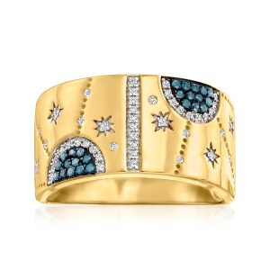 Ross-Simons blauer und weißer Diamant himmlischer Ring in 18kt Gold über Sterling