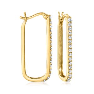 Ross-Simons Diamond Rectangular Hoop Ohrringe in 14kt Gelbgold