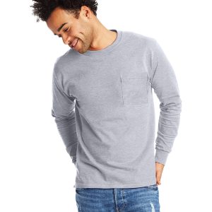 Hanes Herren authentische-t langärmelige Tasche T-Shirt