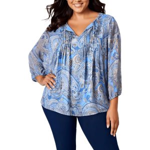 plus Pintuck Chiffon Bluse