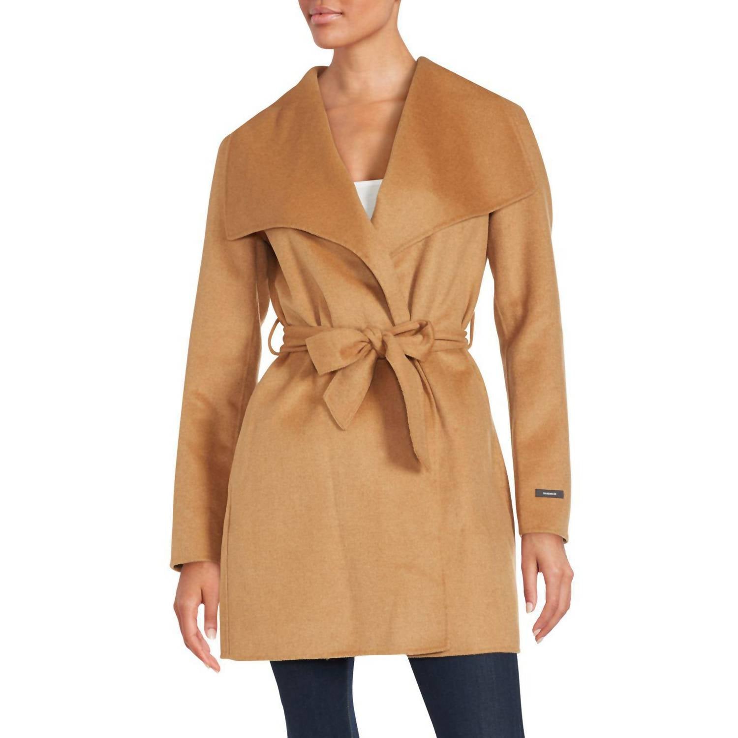Doppel Gesicht Wolle Belted Wrap Mantel in Camel