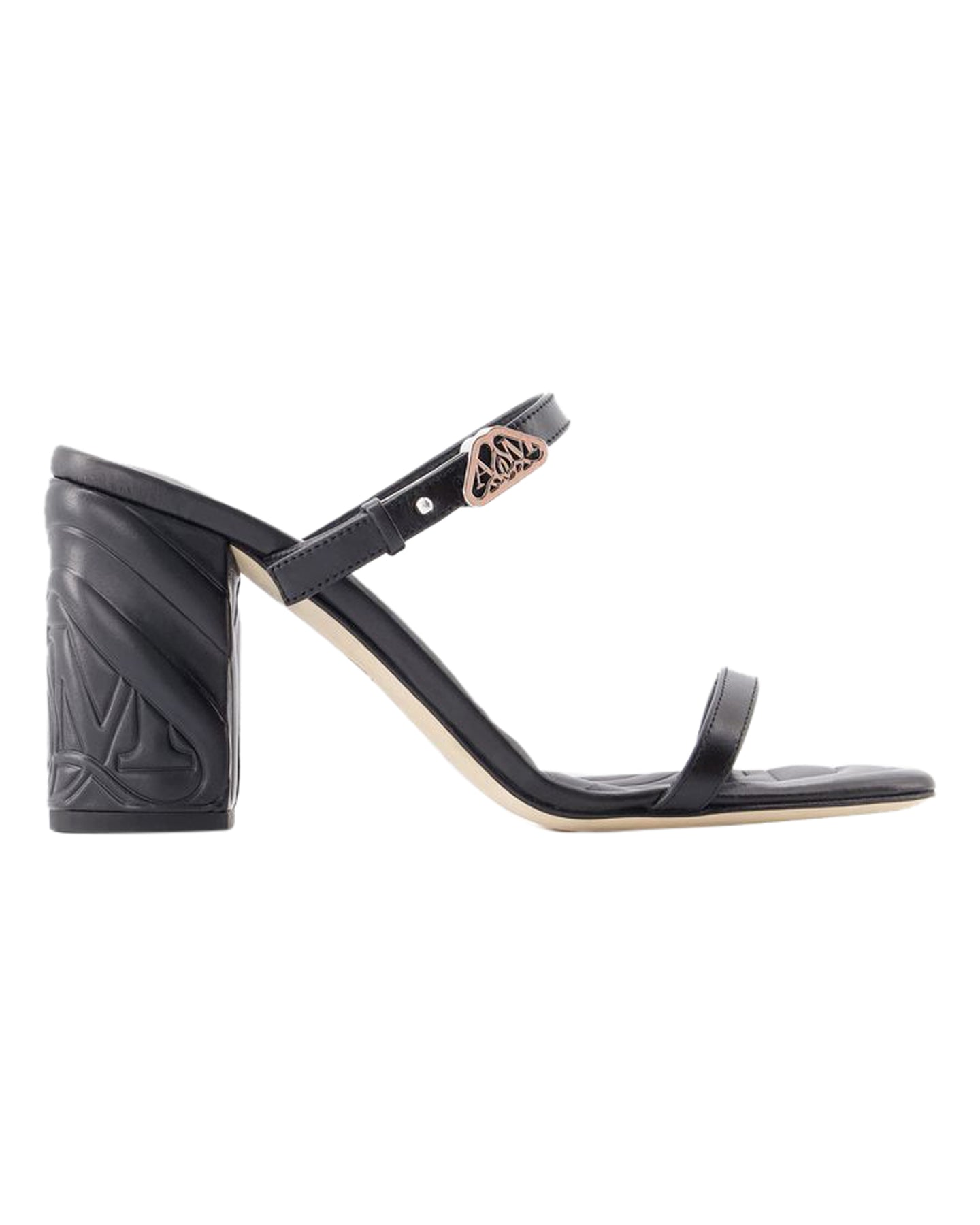 Seal Heeled Sandalen Alexander McQueen Leder – Schwarz/Argenté