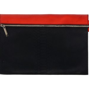 Victoria Beckham Zweifarbige Clutch aus rotem Leder