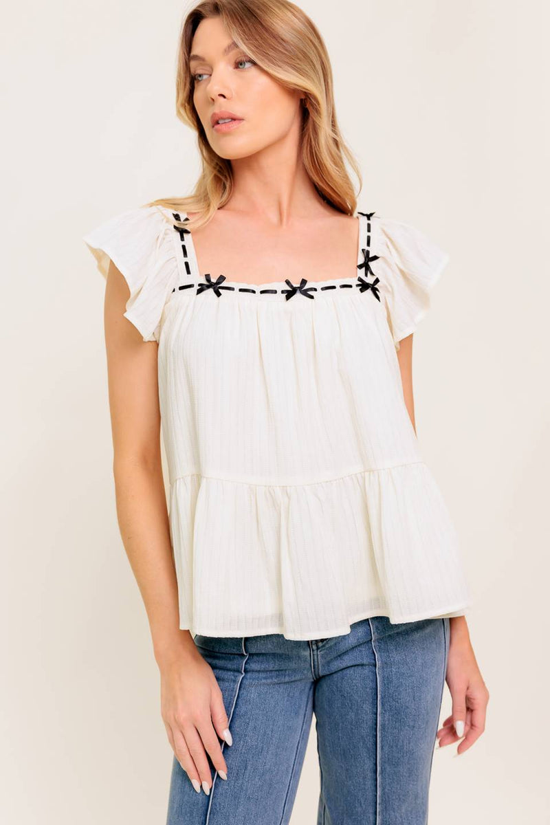 CELESTIAL CRUSH Creme gewebt TOP