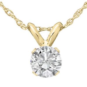3/4ct Diamant Runde Solitaire Halskette 14K Gelbgold Anhänger Lab gewachsen