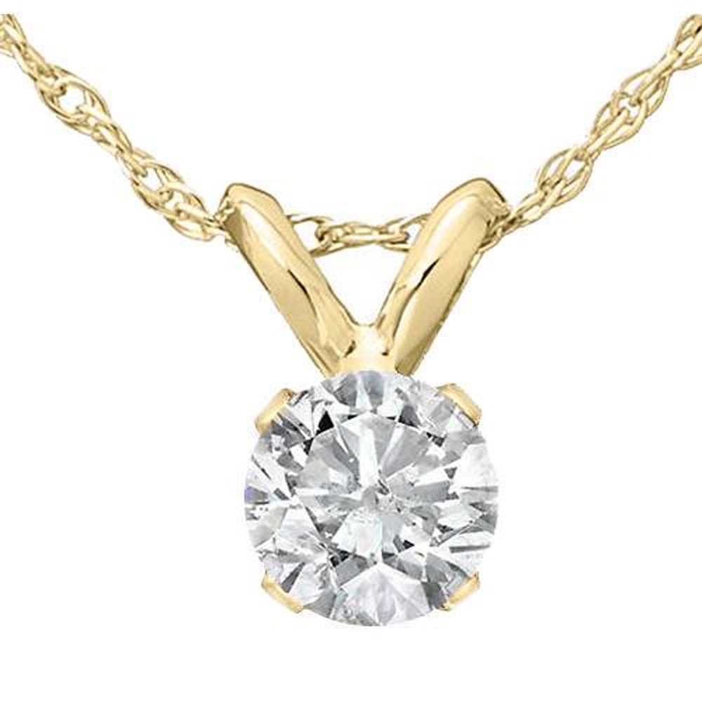 3/4ct Diamant Runde Solitaire Halskette 14K Gelbgold Anhänger Lab gewachsen