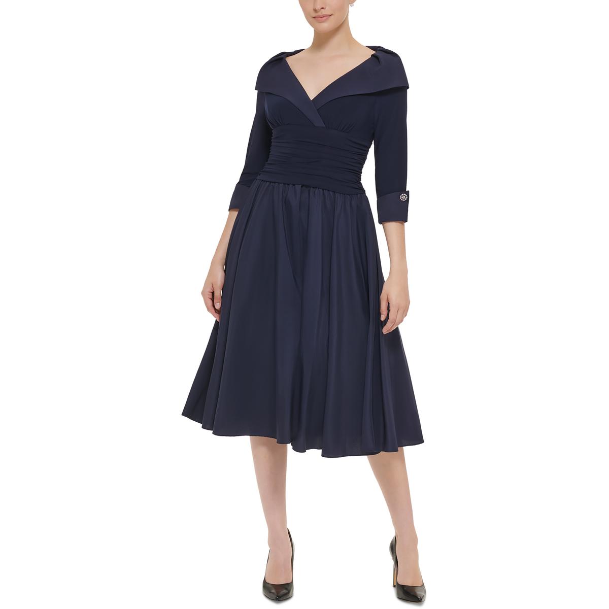 Petites Portrait Kragen Gerafftes Midikleid