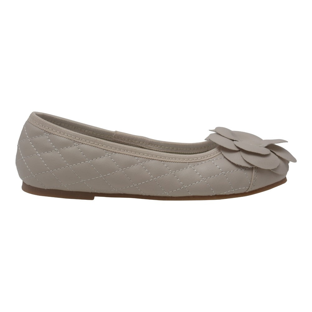 Mädchen Creme gesteppte Blume Ballett Trendy Flats 11-4 Kinder