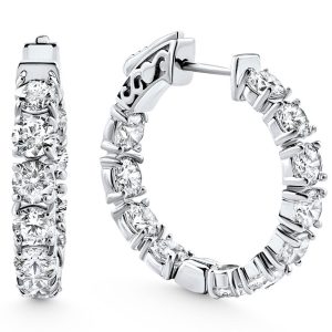 3 3/4Ct Diamant innen außen Hoops 14k Gold 1