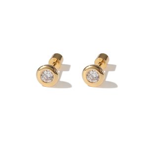 Aurora Gold Lünette Set Weiß Klar Solitaire Ohrstecker