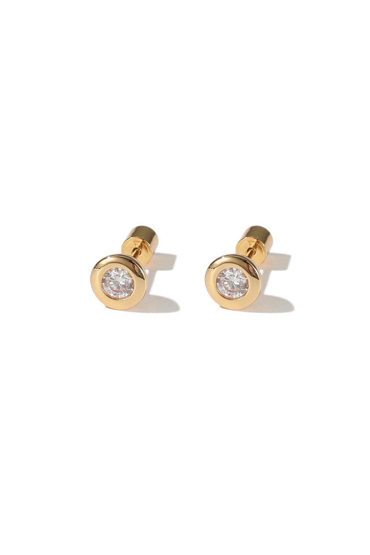 Aurora Gold Lünette Set Weiß Klar Solitaire Ohrstecker