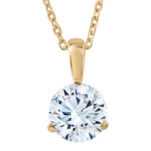 1/3Ct Diamant Solitaire Anhänger Lab Grown 14k Gelbgold 3-prong Halskette