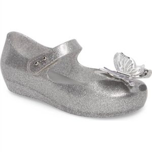 Kinder ultragirl fliegen Sandalen in glänzend Silber Glitter
