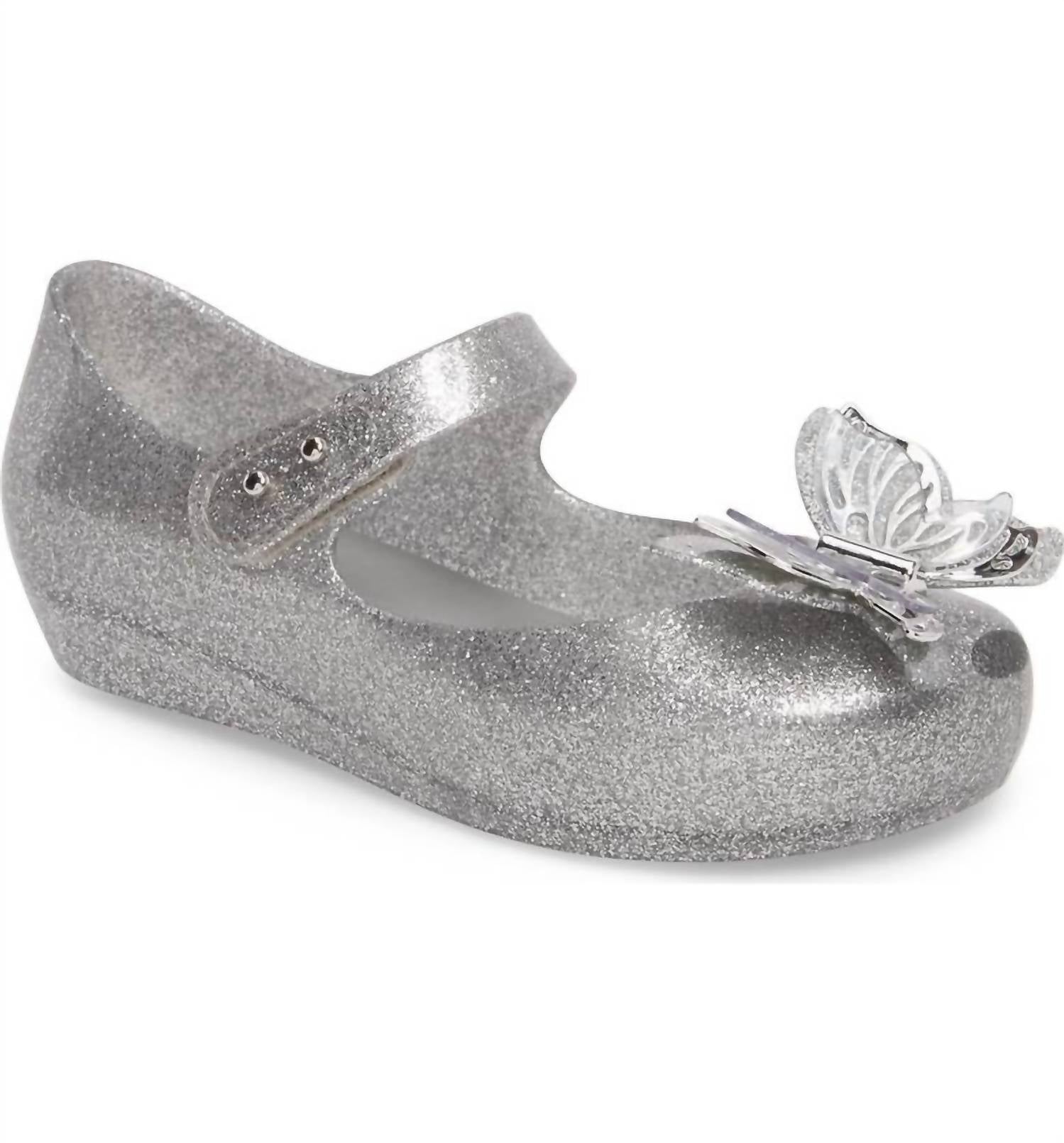 Kinder Ultragirl Fliegen Sandalen In Glänzendem Silber Glitzer