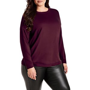 Plus gerippte Trimm Strickpullover