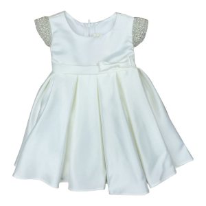 Baby Mädchen Elfenbein Dull Satin Perlen Blumenmädchen Kleid 6-24M