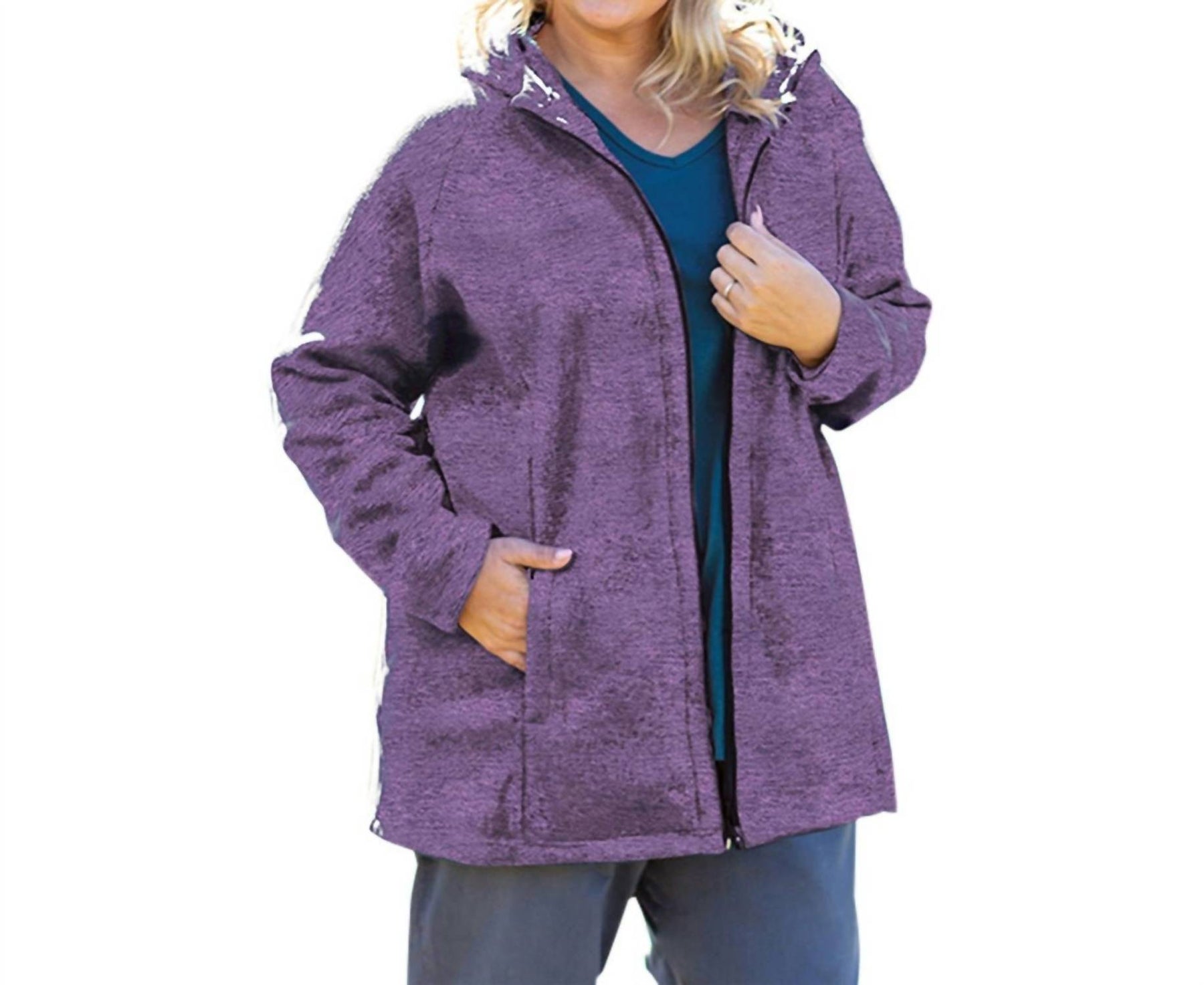 Lyddie Kapuzen-Reißverschluss Fleecejacke – Übergröße In Royal Violett