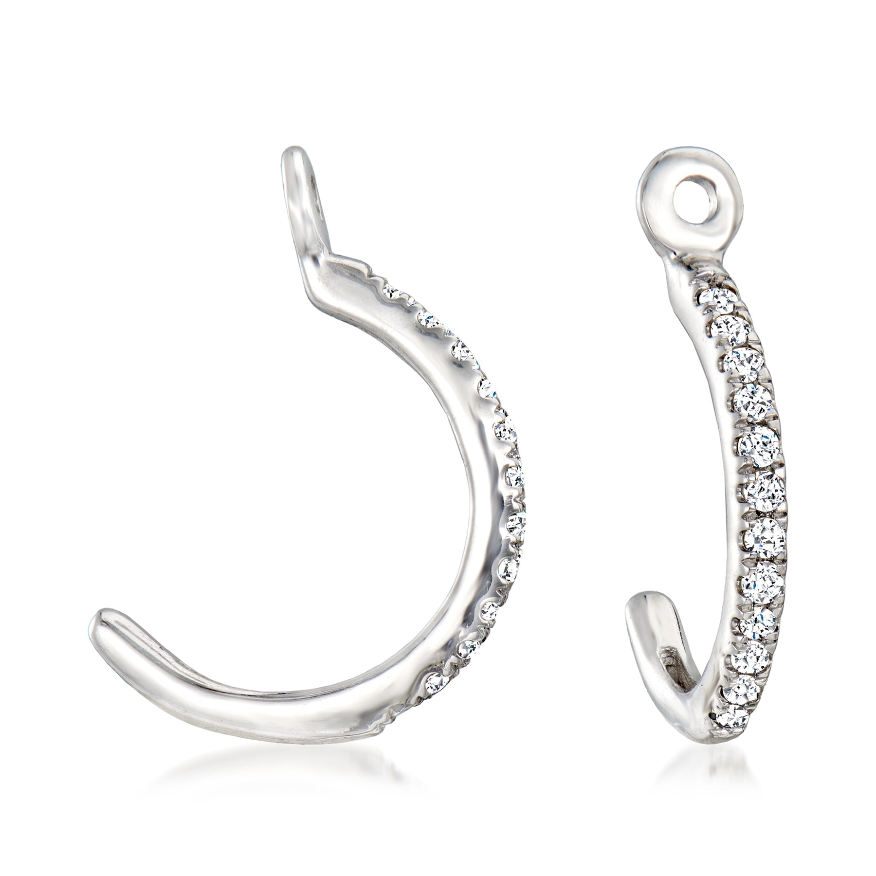 Ross-Simons Diamant C-Creole Ohrring Jacken in 14kt Weißgold