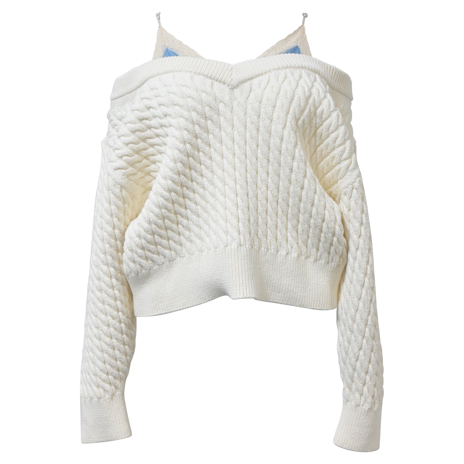 Alexander Wang.T schulterfrei Strickpullover aus ecrufarbener Baumwolle
