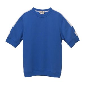 Hermes Kurzarm Pullover aus blauer Baumwolle 7748911923260