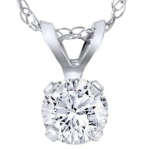 3/4ct Lab erstellt Diamant Runde Solitaire Anhänger 14K Weißgold