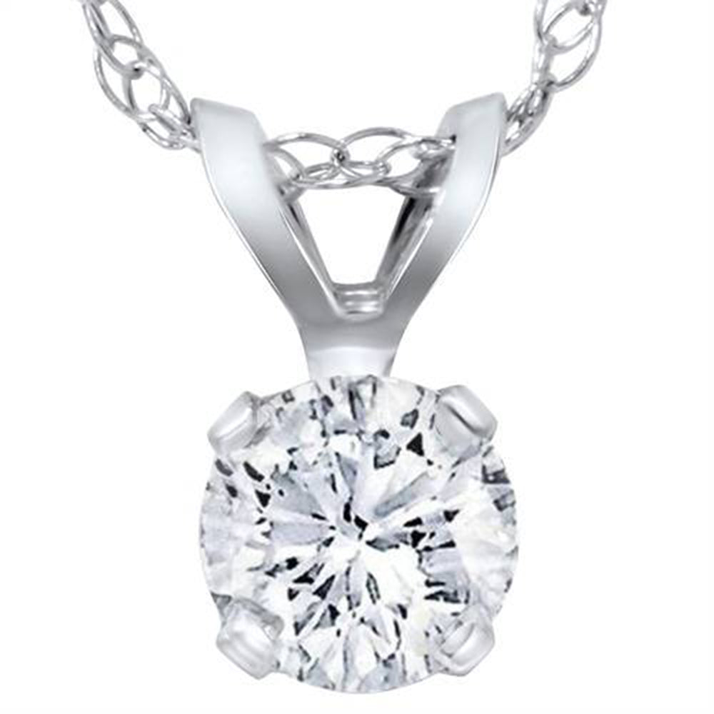 3/4ct Lab erstellt Diamant Runde Solitaire Anhänger 14K Weißgold