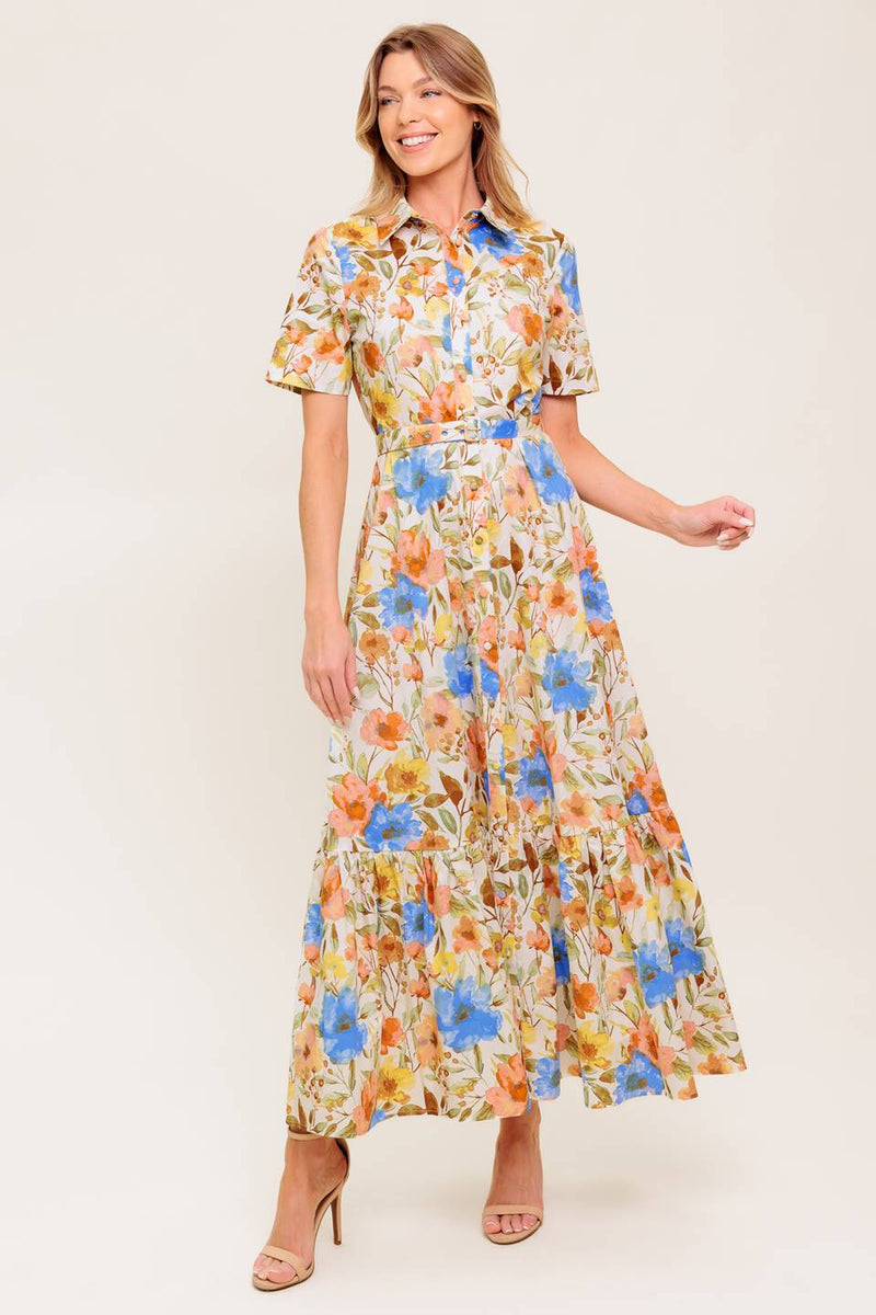 HAZEL DREAM Elfenbein gewebt MIDI Kleid