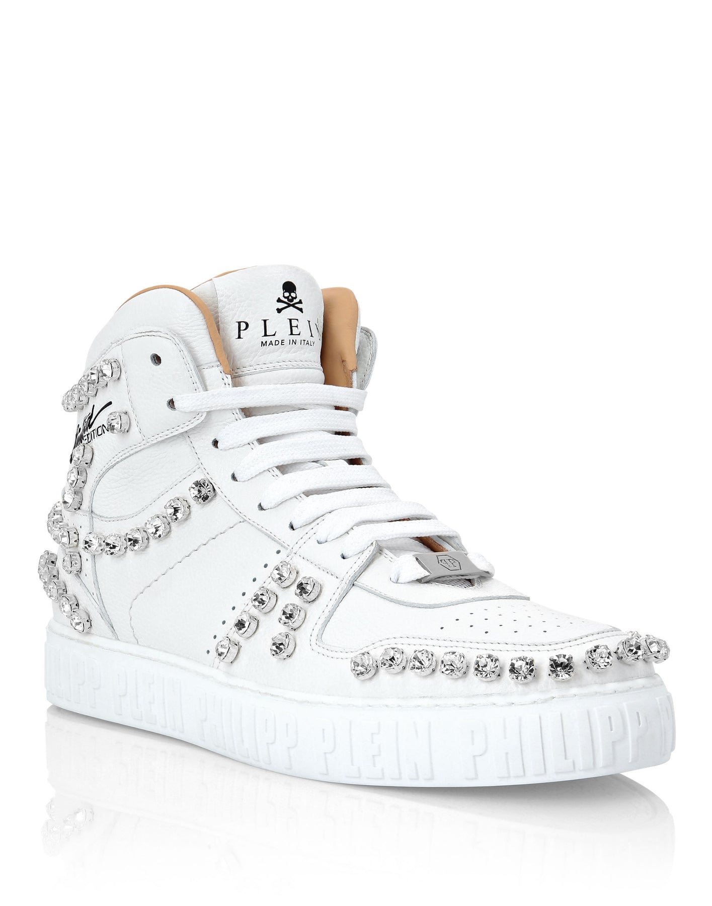 Leder Hi-Top Sneaker Kristall