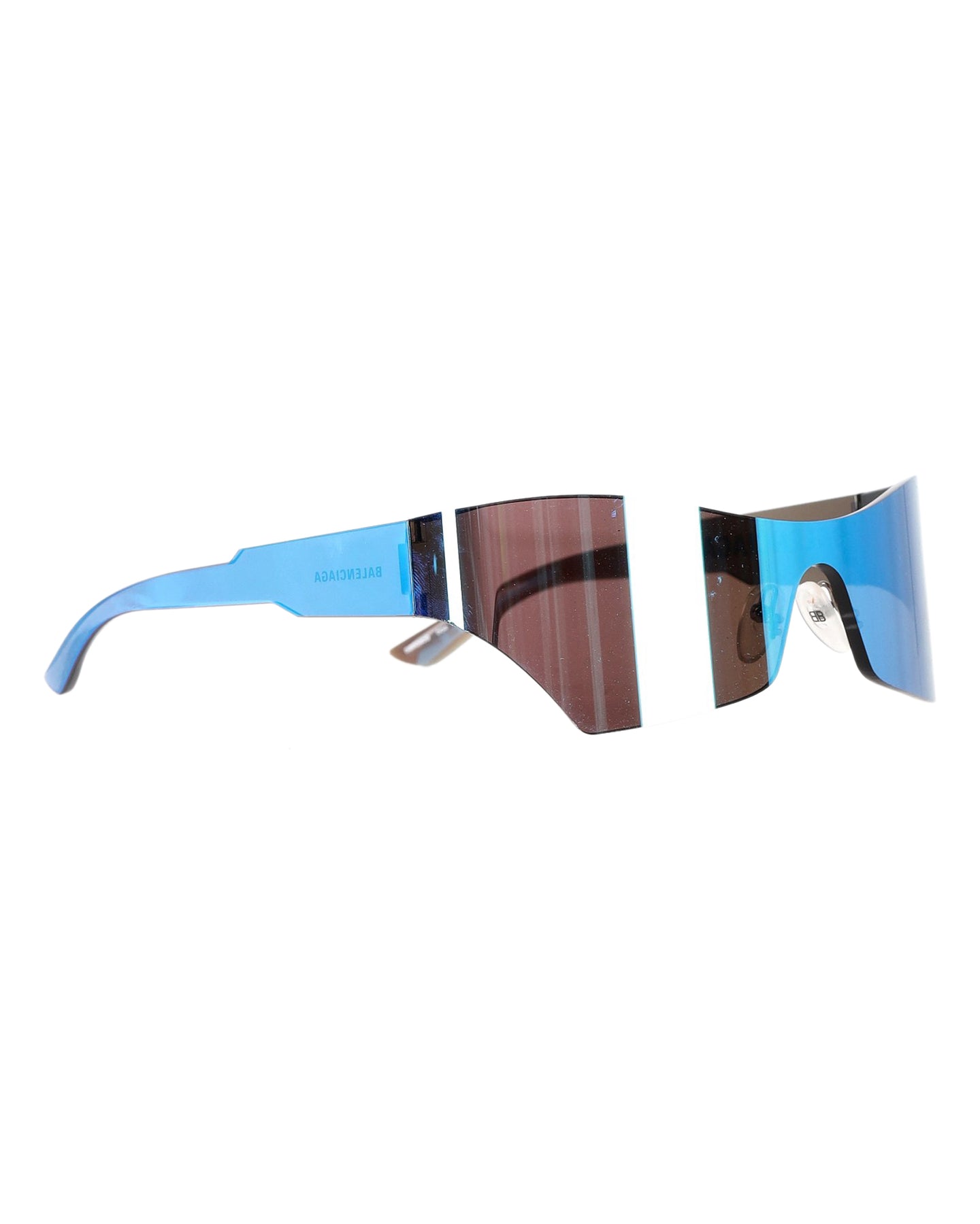 Balenciaga Reflektierende Shield Sonnenbrille aus blauem Kunststoff