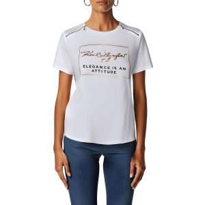Metallic Baumwolle Grafik T-Shirt