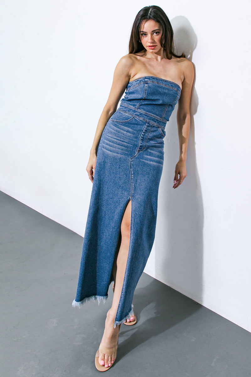 DREAMS COME TRUE Denim MIDI Kleid