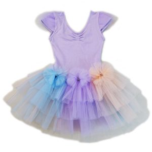 Mädchen Lila 3-Farben-Schleifen Flauschiges Tutu-Ballettkleid S (9-24M)-XL (6-8)