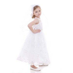 große Mädchen weiße Spitze Perlengürtel Junior Brautjungfer Kleid 8-16