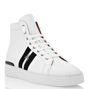 Leder Hi-Top Turnschuhe Streifen Streifen