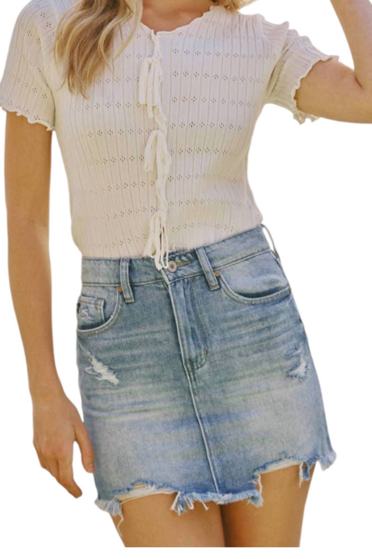 Westlicher kurz Denim Rock in Blau