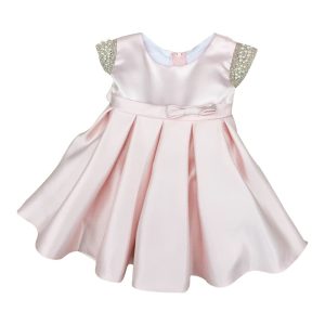 Baby Mädchen Altrosa Dull Satin Perlen Blumenmädchen Kleid 6-24M