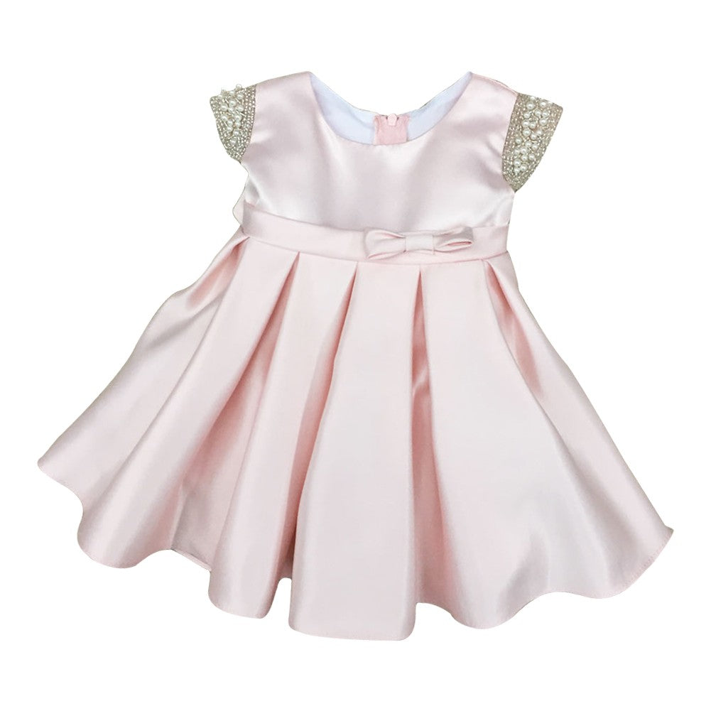 Baby Mädchen Altrosa Dull Satin Perlen Blumenmädchen Kleid 6-24M